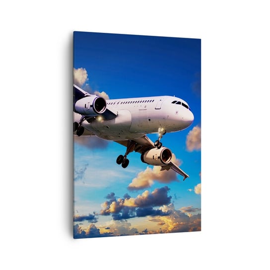 Obraz na płótnie - Podróż w bieli i błękicie - 70x100cm - Samolot Pasażerski Podróż Niebo Z Chmurami - Nowoczesny foto obraz w ramie do salonu do sypialni ARTTOR ARTTOR