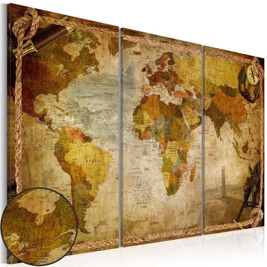 Obraz na płótnie: Podróże i mapa świata, 3 elementy, 60x40 cm zakup.se