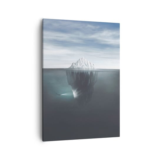Obraz na płótnie - Podwodna tajemnica - 50x70cm - Góra Lodowa Lodowiec Nurek - Nowoczesny Canvas obraz do salonu do sypialni ARTTOR ARTTOR
