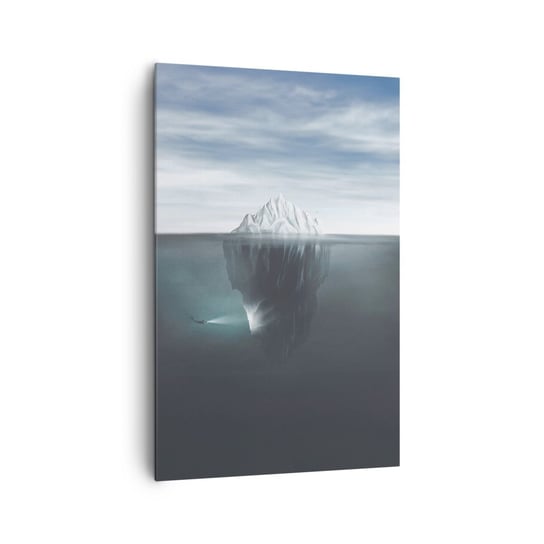 Obraz na płótnie - Podwodna tajemnica - 80x120cm - Góra Lodowa Lodowiec Nurek - Nowoczesny obraz na ścianę do salonu do sypialni ARTTOR ARTTOR
