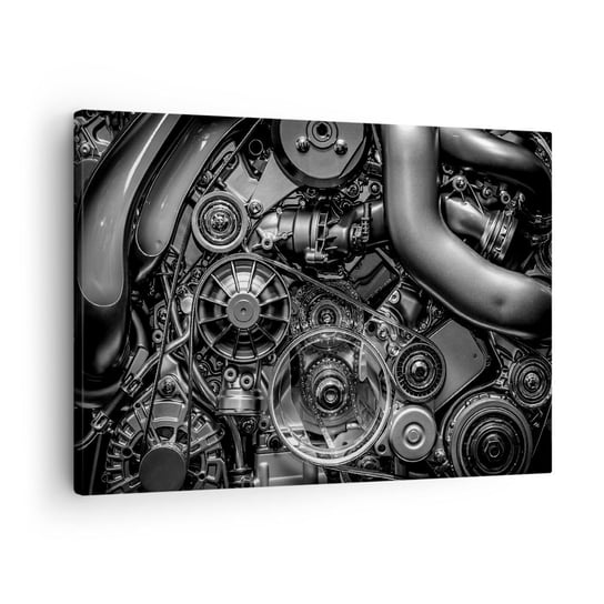 Obraz na płótnie - Poezja mechaniki - 70x50cm - Silnik Mechanik Metal - Nowoczesny Canvas obraz do salonu do sypialni ARTTOR ARTTOR
