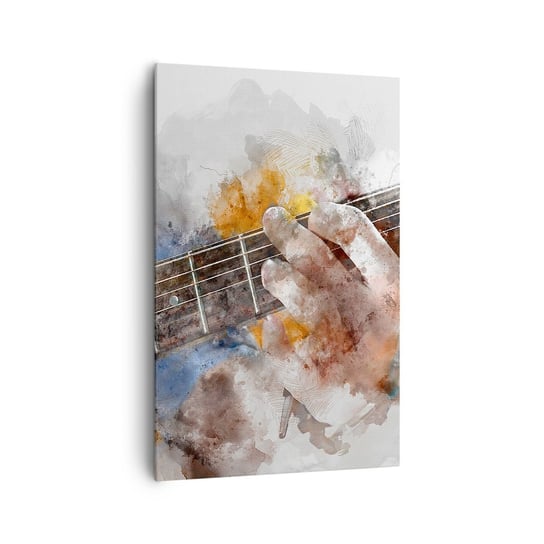 Obraz na płótnie - Poezja między strunami - 80x120cm - Muzyka Gitara Grafika - Nowoczesny obraz na ścianę do salonu do sypialni ARTTOR ARTTOR