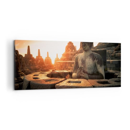 Obraz na płótnie - Pogoda wielkiej mądrości - 100x40cm - Azja Budda Borobudur - Nowoczesny foto obraz w ramie do salonu do sypialni ARTTOR ARTTOR