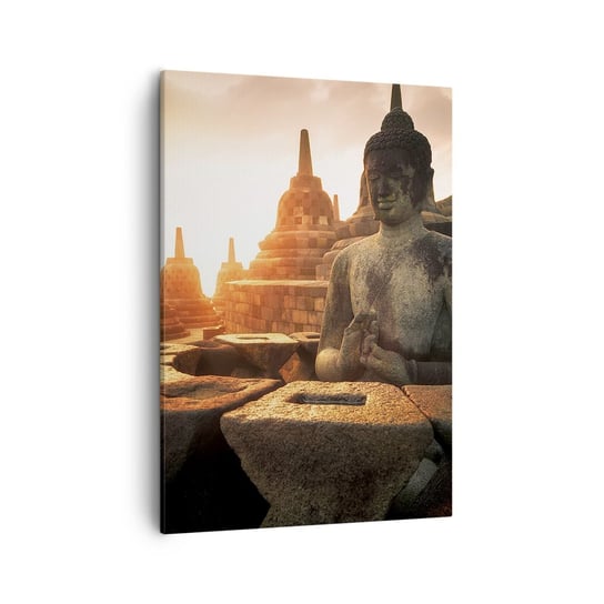 Obraz na płótnie - Pogoda wielkiej mądrości - 50x70cm - Azja Budda Borobudur - Nowoczesny Canvas obraz do salonu do sypialni ARTTOR ARTTOR