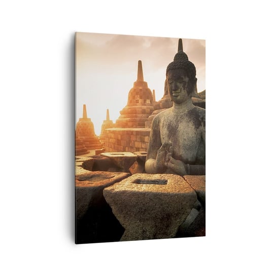 Obraz na płótnie - Pogoda wielkiej mądrości - 70x100cm - Azja Budda Borobudur - Nowoczesny foto obraz w ramie do salonu do sypialni ARTTOR ARTTOR