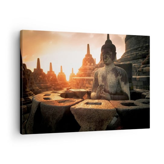 Obraz na płótnie - Pogoda wielkiej mądrości - 70x50cm - Azja Budda Borobudur - Nowoczesny Canvas obraz do salonu do sypialni ARTTOR ARTTOR