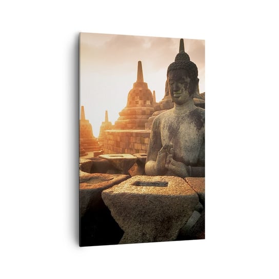 Obraz na płótnie - Pogoda wielkiej mądrości - 80x120cm - Azja Budda Borobudur - Nowoczesny obraz na ścianę do salonu do sypialni ARTTOR ARTTOR