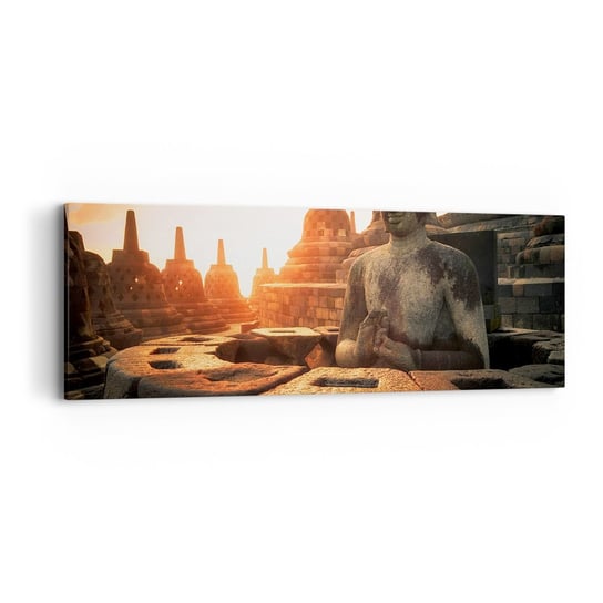 Obraz na płótnie - Pogoda wielkiej mądrości - 90x30cm - Azja Budda Borobudur - Nowoczesny Canvas obraz do salonu do sypialni ARTTOR ARTTOR