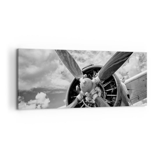 Obraz na płótnie - Pogromca przestworzy - 120x50cm - Samolot Śmigło Samolotu Vintage - Nowoczesny obraz na ścianę do salonu do sypialni ARTTOR ARTTOR