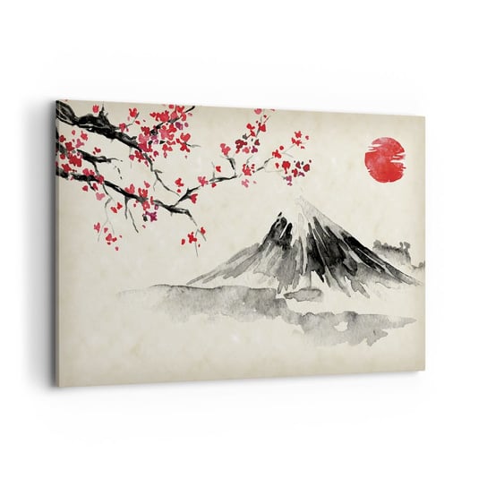 Obraz na płótnie - Pokochaj Japonię - 100x70cm - Krajobraz Fudżi Wulkan - Nowoczesny foto obraz w ramie do salonu do sypialni ARTTOR ARTTOR