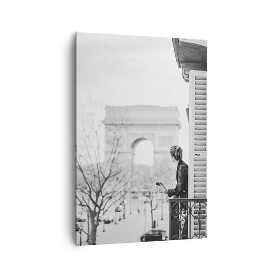 Obraz na płótnie - Pokój z widokiem - 70x100cm - Łuk Triumfalny Paryż Architektura - Nowoczesny foto obraz w ramie do salonu do sypialni ARTTOR ARTTOR
