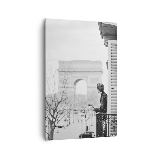 Obraz na płótnie - Pokój z widokiem - 80x120cm - Łuk Triumfalny Paryż Architektura - Nowoczesny obraz na ścianę do salonu do sypialni ARTTOR ARTTOR