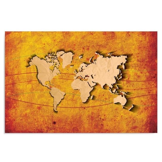 Obraz na płótnie, Pomarańczowa mapa świata, 120x80 cm Feeby