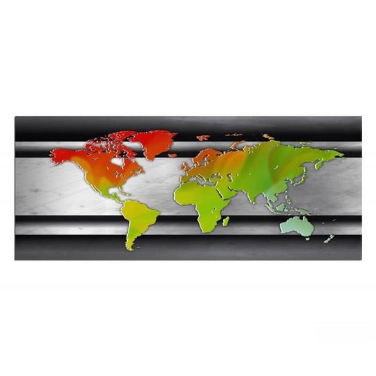 Obraz na płótnie, Pomarańczowo-zielona mapa Świata, 100x40 cm Feeby