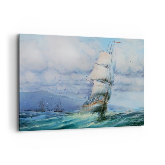 Obraz na płótnie - Pomyślnych wiatrów - 100x70 cm - Obraz nowoczesny - Żaglowiec, Morze, Żeglarstwo, Ocean, Podróże - AA100x70-3782 ARTTOR