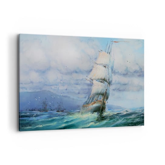Obraz na płótnie - Pomyślnych wiatrów - 120x80cm - Żaglowiec Morze Żeglarstwo - Nowoczesny obraz na ścianę do salonu do sypialni ARTTOR ARTTOR