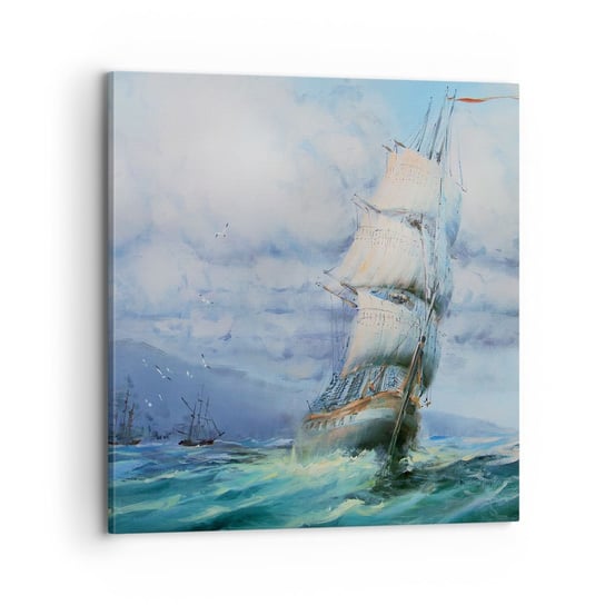 Obraz na płótnie - Pomyślnych wiatrów - 70x70 cm - Obraz nowoczesny - Żaglowiec, Morze, Żeglarstwo, Ocean, Podróże - AC70x70-3782 ARTTOR