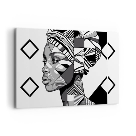 Obraz na płótnie - Portret etniczny - 120x80cm - Portret Afroamerykanka Turban - Nowoczesny obraz na ścianę do salonu do sypialni ARTTOR ARTTOR