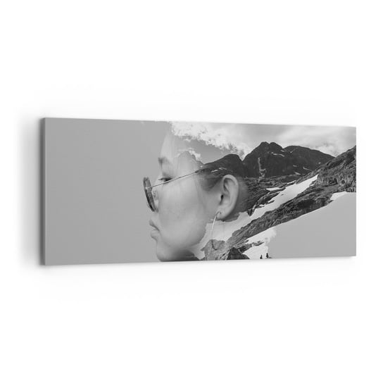 Obraz na płótnie - Portret górny i chmurny - 120x50cm - Abstrakcja Głowa Kobiety Fantasy - Nowoczesny obraz na ścianę do salonu do sypialni ARTTOR ARTTOR