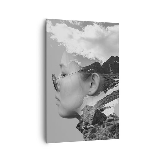 Obraz na płótnie - Portret górny i chmurny - 80x120cm - Abstrakcja Głowa Kobiety Fantasy - Nowoczesny obraz na ścianę do salonu do sypialni ARTTOR ARTTOR