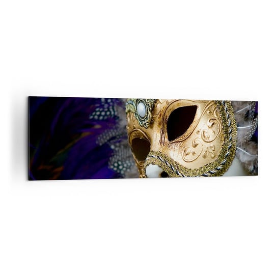 Obraz na płótnie - Portret wenecki w złocie - 160x50cm - Maska Sztuka Wenecja - Nowoczesny foto obraz w ramie do salonu do sypialni ARTTOR ARTTOR