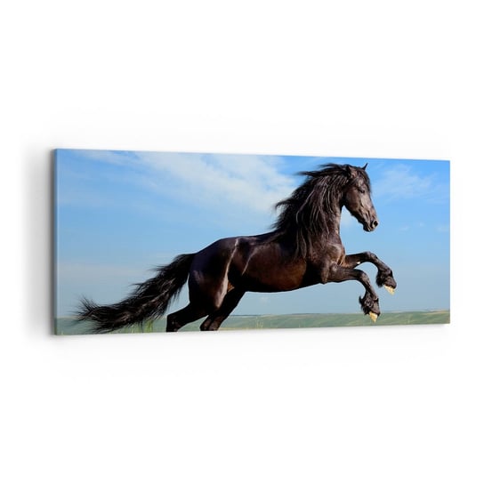 Obraz na płótnie - Porywający manifest wolności - 120x50cm - Zwierzęta Koń Krajobraz - Nowoczesny obraz na ścianę do salonu do sypialni ARTTOR ARTTOR