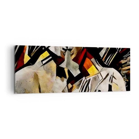 Obraz na płótnie - Posągowy pocałunek - 140x50cm - Zakochana Para Kubizm Pocałunek - Nowoczesny Canvas obraz do salonu do sypialni ARTTOR ARTTOR