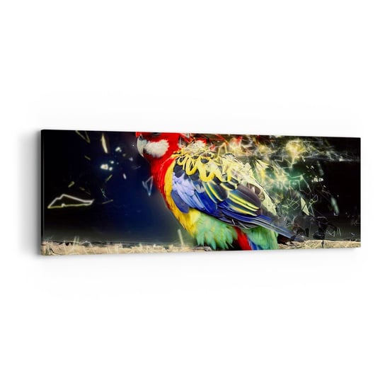 Obraz na płótnie - Posłaniec blasku - 90x30cm - Abstrakcja Papuga Ptak - Nowoczesny Canvas obraz do salonu do sypialni ARTTOR ARTTOR