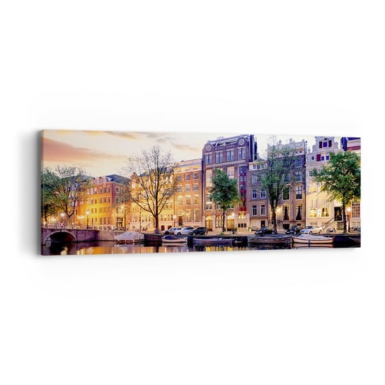 Obraz na płótnie - Powściągliwe i spokojne holenderskie piękno - 90x30cm - Miasto Architektura Amsterdam - Nowoczesny Canvas obraz do salonu do sypialni ARTTOR ARTTOR