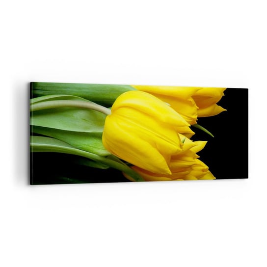 Obraz na płótnie - Powstały z czystego słońca - 100x40cm - Kwiaty Tulipany Bukiet Kwiatów - Nowoczesny foto obraz w ramie do salonu do sypialni ARTTOR ARTTOR