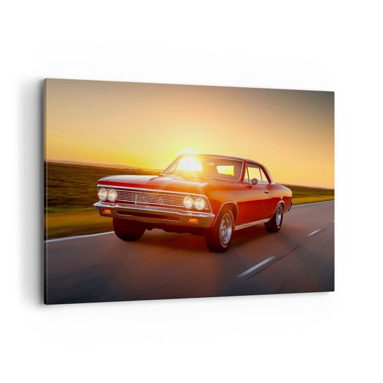 Obraz na płótnie - Pożądanie ma kolor czerwony - 120x80cm - Samochód Podróż Vintage - Nowoczesny obraz na ścianę do salonu do sypialni ARTTOR ARTTOR