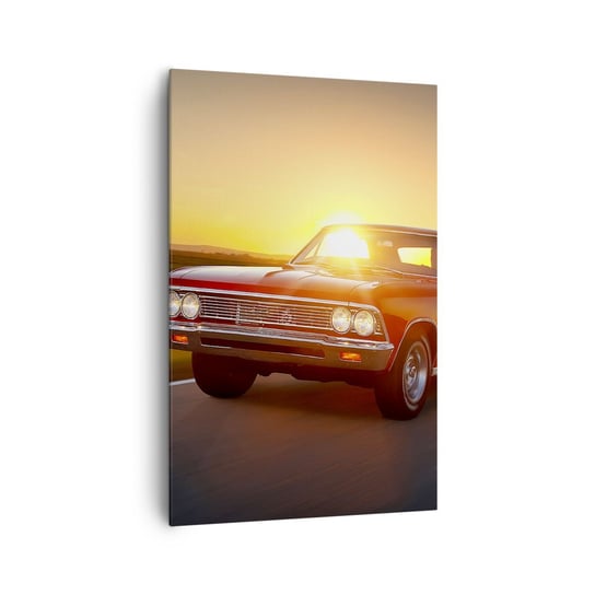 Obraz na płótnie - Pożądanie ma kolor czerwony - 80x120cm - Samochód Podróż Vintage - Nowoczesny obraz na ścianę do salonu do sypialni ARTTOR ARTTOR