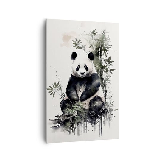 Obraz na płótnie - Pozdrowienia z Chin - 80x120cm - Panda Bambus Azja - Nowoczesny obraz na ścianę do salonu do sypialni ARTTOR ARTTOR