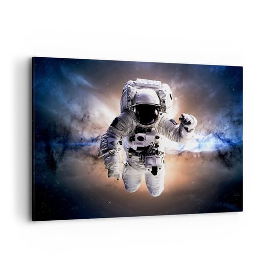 Obraz na płótnie - Pozdrowienia z kosmosu - 120x80 cm - Obraz nowoczesny - Astronauta, Kosmos, Kosmonauta, Wszechświat, Galaktyka - AA120x80-2848 ARTTOR