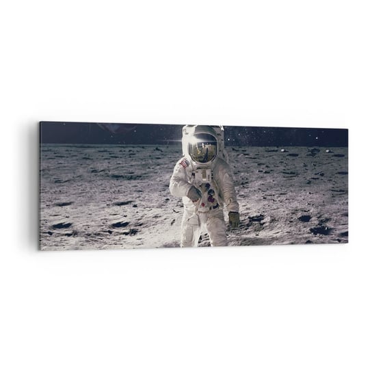 Obraz na płótnie - Pozdrowienia z Księżyca - 140x50cm - Abstrakcja Człowiek Na Księżycu Astronauta - Nowoczesny Canvas obraz do salonu do sypialni ARTTOR ARTTOR