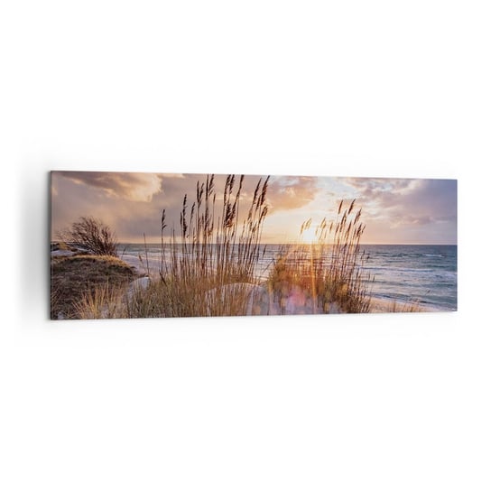 Obraz na płótnie - Pożegnanie słońca i wiatru - 160x50cm - Krajobraz Morze Plaża - Nowoczesny foto obraz w ramie do salonu do sypialni ARTTOR ARTTOR