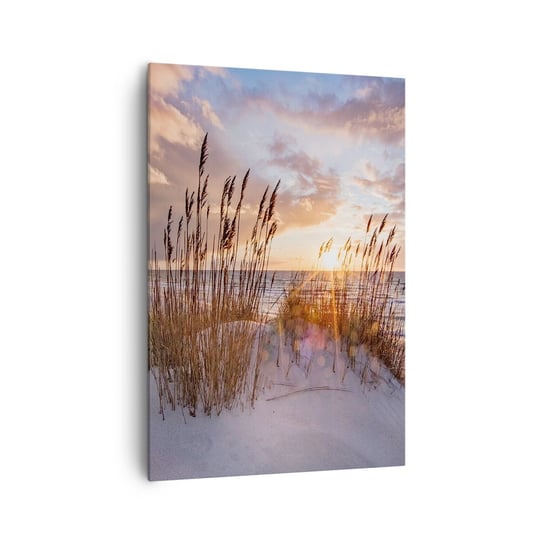 Obraz na płótnie - Pożegnanie słońca i wiatru - 70x100cm - Krajobraz Morze Plaża - Nowoczesny foto obraz w ramie do salonu do sypialni ARTTOR ARTTOR