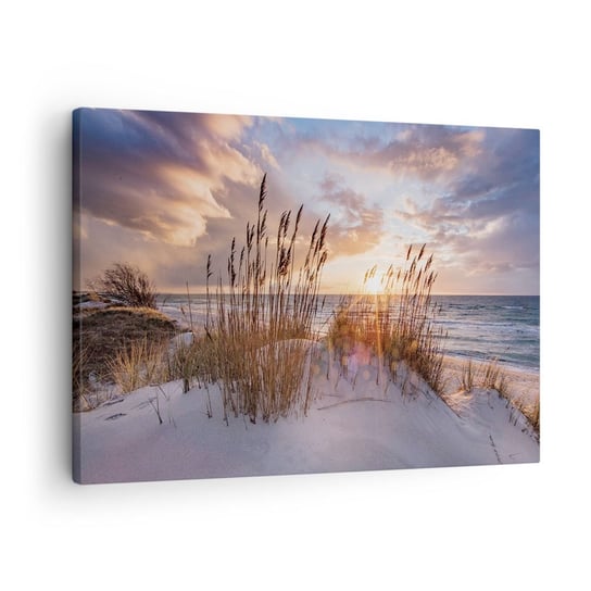 Obraz na płótnie - Pożegnanie słońca i wiatru - 70x50cm - Krajobraz Morze Plaża - Nowoczesny Canvas obraz do salonu do sypialni ARTTOR ARTTOR