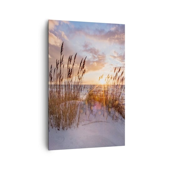 Obraz na płótnie - Pożegnanie słońca i wiatru - 80x120cm - Krajobraz Morze Plaża - Nowoczesny obraz na ścianę do salonu do sypialni ARTTOR ARTTOR