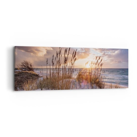 Obraz na płótnie - Pożegnanie słońca i wiatru - 90x30cm - Krajobraz Morze Plaża - Nowoczesny Canvas obraz do salonu do sypialni ARTTOR ARTTOR