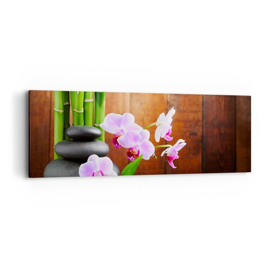 Obraz na płótnie - Poznaj przyjemności wschodu - 90x30cm - Kwiaty Orchidea Storczyk - Nowoczesny Canvas obraz do salonu do sypialni ARTTOR ARTTOR