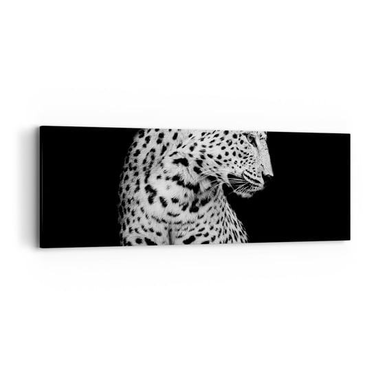 Obraz na płótnie - Prawy profil doskonały! - 90x30cm - Zwierzęta Lampart Czarno-Biały - Nowoczesny Canvas obraz do salonu do sypialni ARTTOR ARTTOR