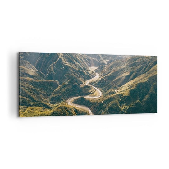 Obraz na płótnie - Prosto z serca gór - 120x50cm - Krajobraz Górski Droga Górska Las - Nowoczesny obraz na ścianę do salonu do sypialni ARTTOR ARTTOR