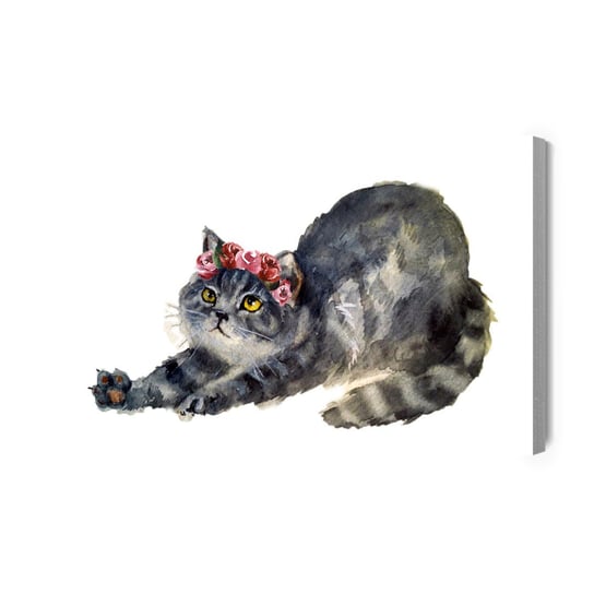 Obraz Na Płótnie Przeciągający Się Kot Malowany Akwarelą 100x70 Inna marka