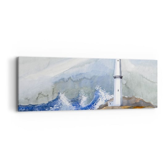 Obraz na płótnie - Przeciwko ciemności i nawałnicy - 90x30cm - Latarnia Morska Krajobraz Ocean - Nowoczesny Canvas obraz do salonu do sypialni ARTTOR ARTTOR