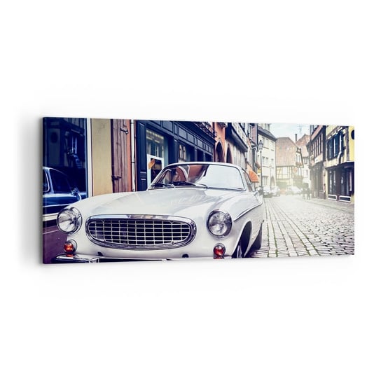 Obraz na płótnie - Przeszłość to dziś - 120x50cm - Samochód Vintage Miasto Francja - Nowoczesny obraz na ścianę do salonu do sypialni ARTTOR ARTTOR