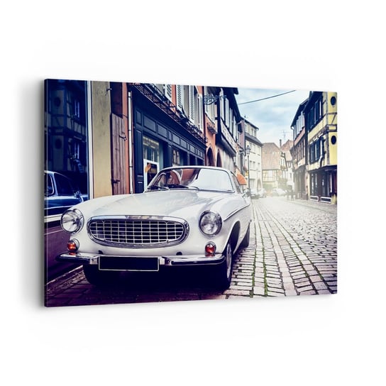 Obraz na płótnie - Przeszłość to dziś - 120x80cm - Samochód Vintage Miasto Francja - Nowoczesny obraz na ścianę do salonu do sypialni ARTTOR ARTTOR