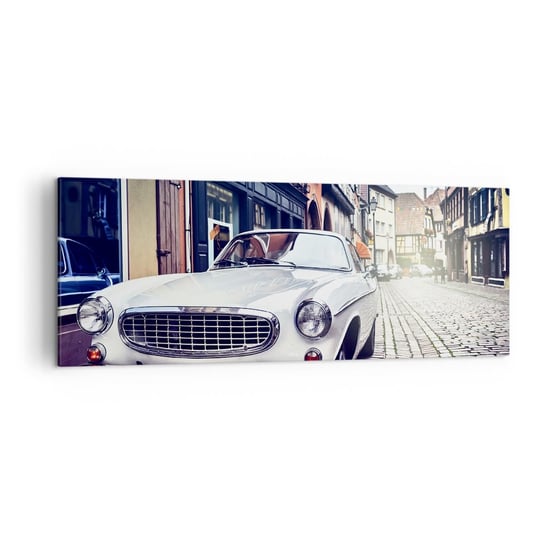 Obraz na płótnie - Przeszłość to dziś - 140x50cm - Samochód Vintage Miasto Francja - Nowoczesny Canvas obraz do salonu do sypialni ARTTOR ARTTOR