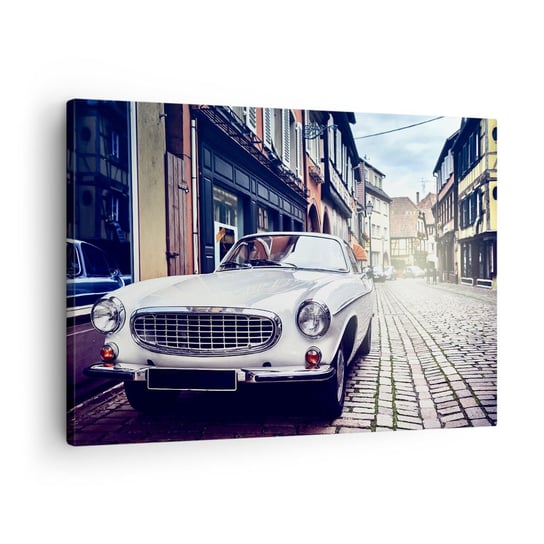 Obraz na płótnie - Przeszłość to dziś - 70x50cm - Samochód Vintage Miasto Francja - Nowoczesny Canvas obraz do salonu do sypialni ARTTOR ARTTOR