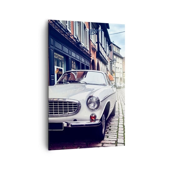 Obraz na płótnie - Przeszłość to dziś - 80x120cm - Samochód Vintage Miasto Francja - Nowoczesny obraz na ścianę do salonu do sypialni ARTTOR ARTTOR